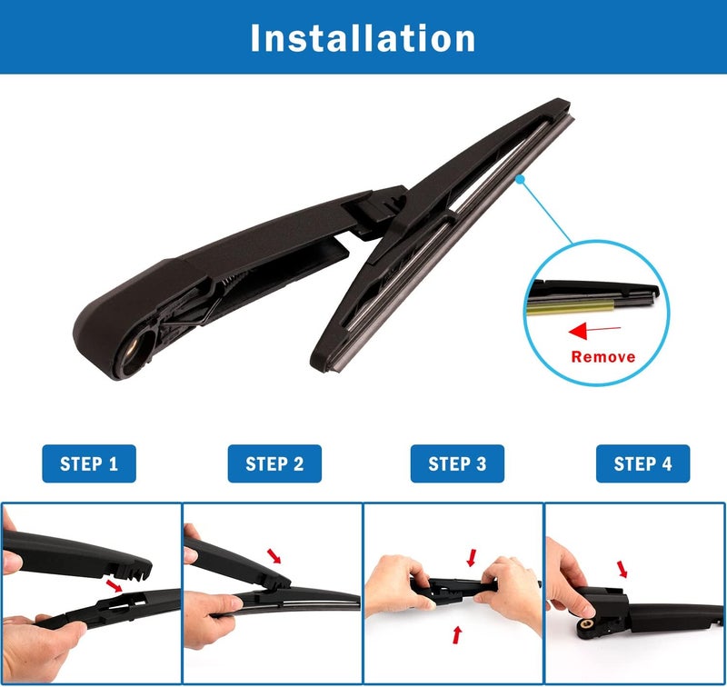 WTI Rear Wiper Arm Blade Set Compatible With Chevy Spark 2013-2015 Rear Windshield Window Wiper Kits Assembly New Replacement Accessories Parts - Image 5